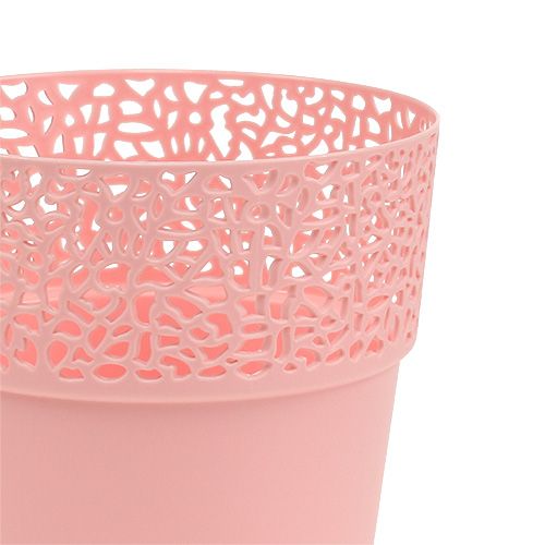 Floristik24 Pote decorativo de plástico rosa Ø13cm Alt.13,5cm 1 peça