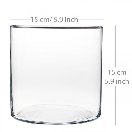 Floristik24 Vaso decorativo cilindro de vidro claro Ø15cm Alt.15cm
