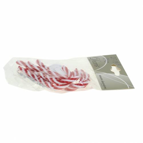 Floristik24 Cana-de-açúcar decorativa vermelha / branca 9 cm 6 unidades