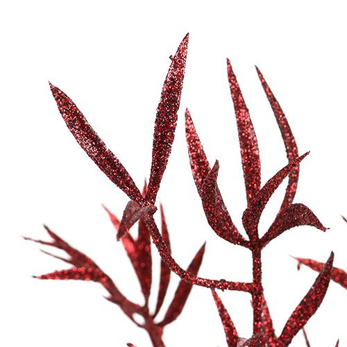 Floristik24 Ramo decorativo vermelho com mica 69cm 2 un