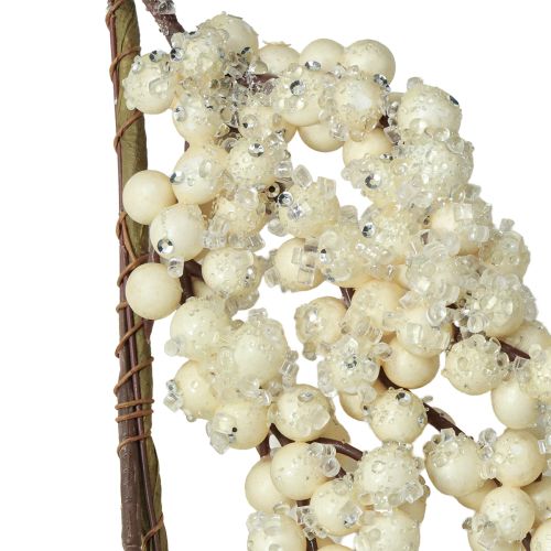 Itens Guirlanda de inverno com galhos decorativos de amoras silvestres creme 130cm
