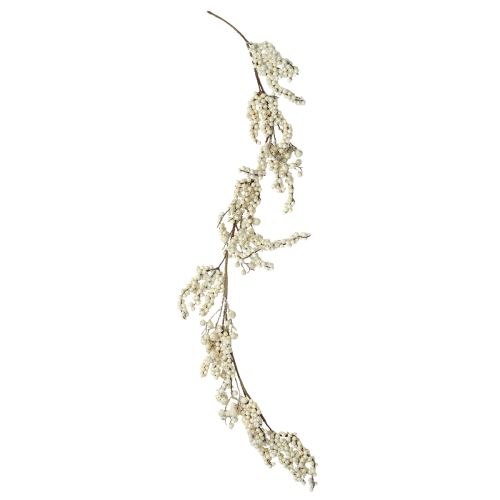 Itens Guirlanda de inverno com galhos decorativos de amoras silvestres creme 130cm