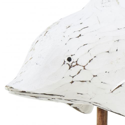 Itens Decoração golfinho Albasia Decoração marítima em madeira branca 28×6,5×26cm