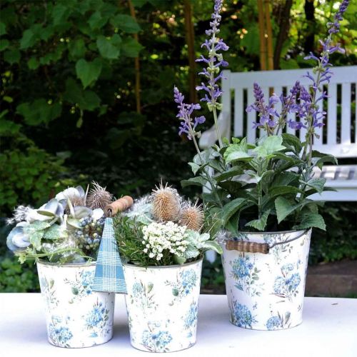 Floristik24 Plantador de metal para decoração de verão duplo com alça vintage Ø11.5cm