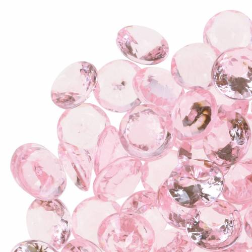 Itens Pedras decorativas diamante acrílico rosa claro Ø1.2cm 175g para decoração de aniversário
