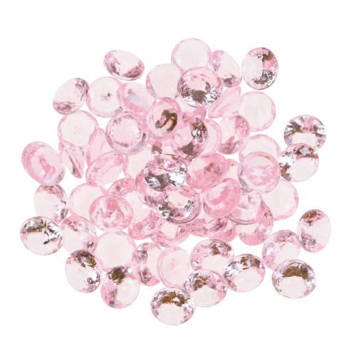 Floristik24 Pedras decorativas diamante acrílico rosa claro Ø1.2cm 175g para decoração de aniversário