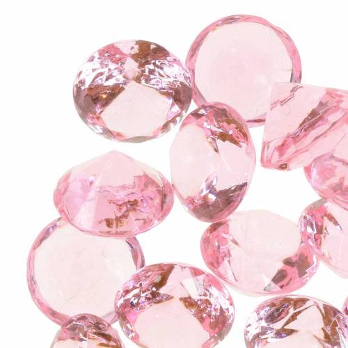Floristik24 Pedras decorativas diamante acrílico rosa claro Ø1.8cm 150g decoração de dispersão para a mesa