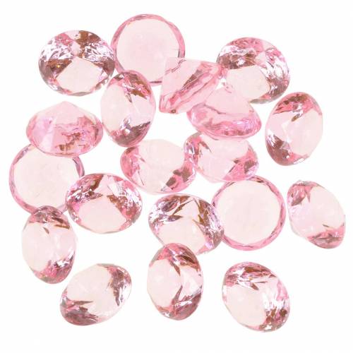 Floristik24 Pedras decorativas diamante acrílico rosa claro Ø1.8cm 150g decoração de dispersão para a mesa