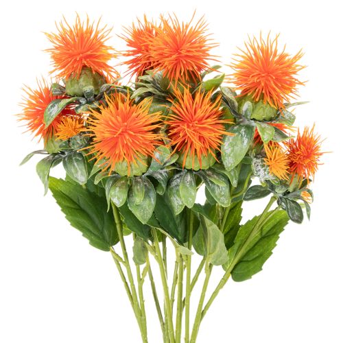 Arranjo artificial de cártamo laranja, ideal para vasos e decoração, 55 cm, 4 peças.