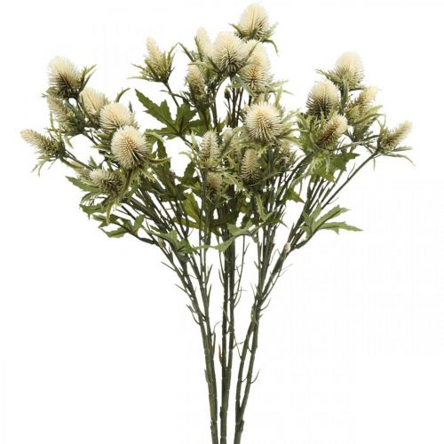 Creme de ramos de cardo artificial 10 cabeças de flores 68 cm 3 unidades