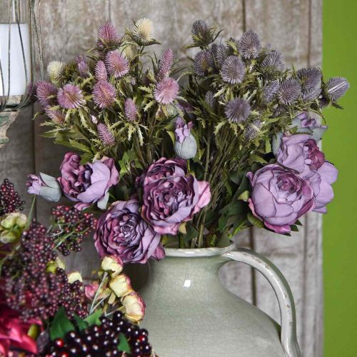 Floristik24 Ramo roxo de cardo artificial 10 cabeças de flores 68 cm 3 unidades