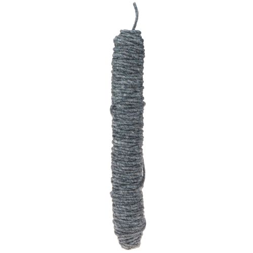 Fio de pavio, cordão de feltro, cordão de lã azul mesclado 55m