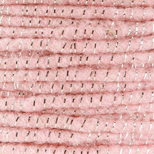Itens Fio de pavio Glamour Rosa/Prata com arame 33m