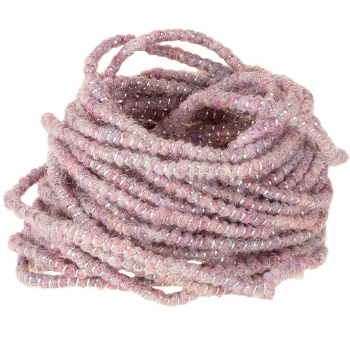 Cordão de lã com fios rosa e dourados, 5m x 5mm com arame, para decoração e artesanato.