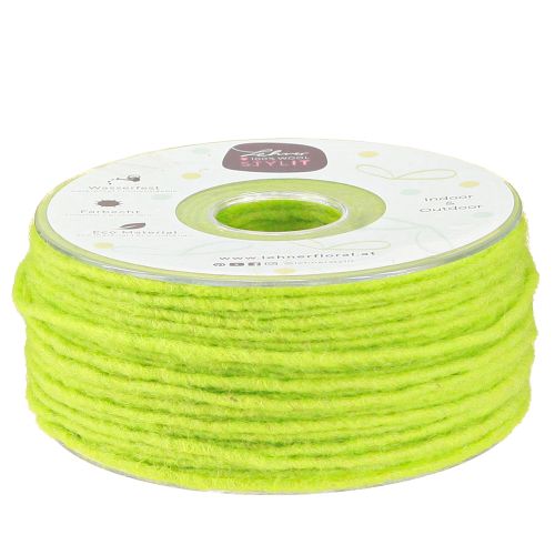 Itens Fio de lã de pavio cordão de feltro verde claro L3mm C100m