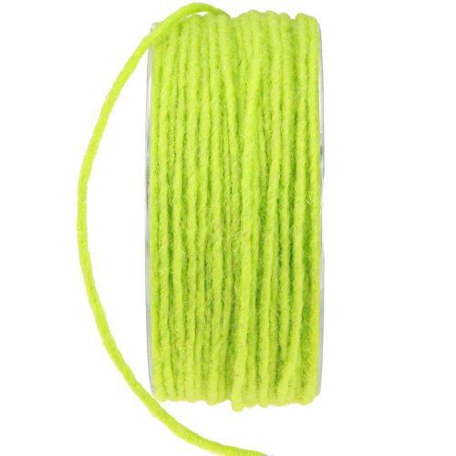 Itens Fio de lã de pavio cordão de feltro verde claro L3mm C100m