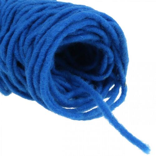 Itens Cordão de feltro fio pavio com fio 30m azul