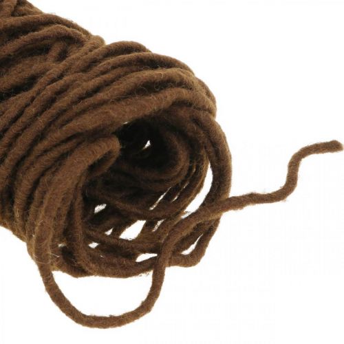 Floristik24 Fio de pavio castanho escuro, cordão de lã com arame, material de florista L30m