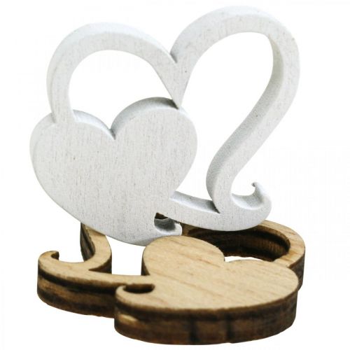 Itens Coração duplo de madeira, decoração espalhada corações de casamento B3cm 72 peças