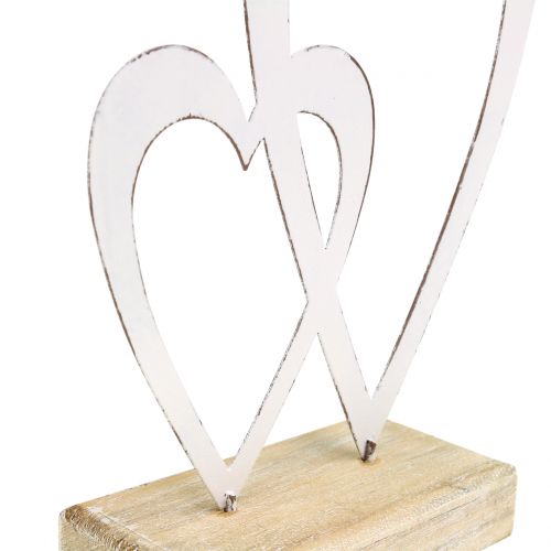 Floristik24 Coração duplo branco no pé Alt.18cm