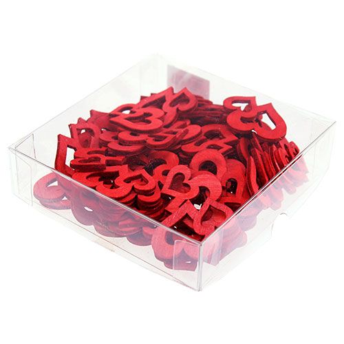 Floristik24 Corações duplos de madeira para espalhar 4 cm vermelho 72 unidades