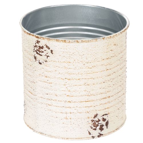 Itens Vaso de lata creme em metal estilo shabby chic Ø11cm A10,5cm