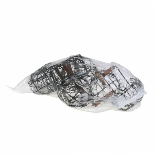 Itens Variação de mini cesto de arame com cabo de madeira, marrom ferrugem, Alt.10,5–11,5cm, 9 peças