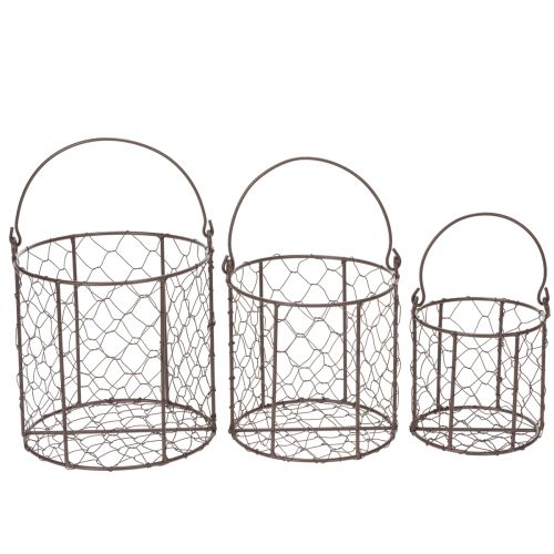 Itens Conjunto de cestos de arame ideais para uso na cozinha ou no jardim, 25 cm, 1 conjunto