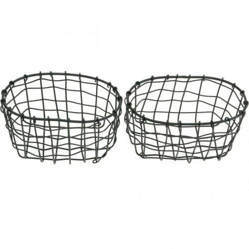 Floristik24 Cesta decorativa, mini cesta, cesta de arame oval L 12,5 cm A 6,5 cm 2 unidades