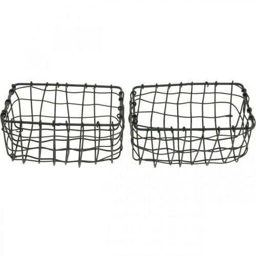 Floristik24 Mini cesta de arame, decoração de metal, cesta retangular para plantas C 13 cm H 6,5 cm 2 unidades