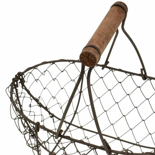 Floristik24 Cesta de arame com alça de metal marrom 20/25 / 30cm conjunto de 3