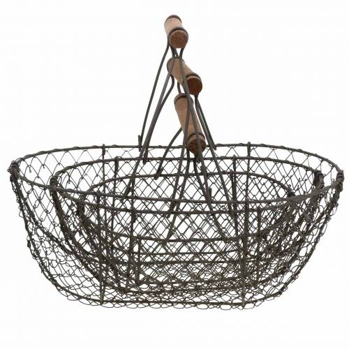 Itens Cesta de arame com alça de metal marrom 20/25 / 30cm conjunto de 3