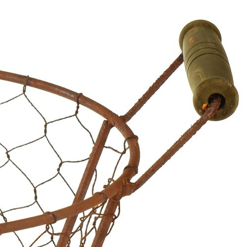 Itens Cesta de arame cesta de metal com alça madeira decoração ferrugem Ø18cm