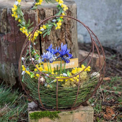 Itens Cesta de arame plantador de metal decoração de primavera cesta de páscoa marrom pátina H34cm L30cm
