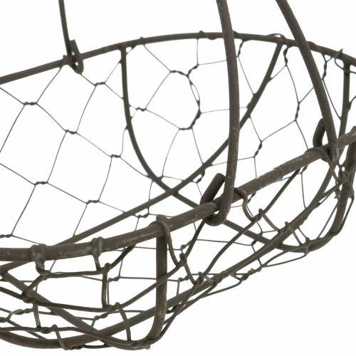 Itens Cesta de arame oval com alça cinza 17×11cm H15cm 2 unidades