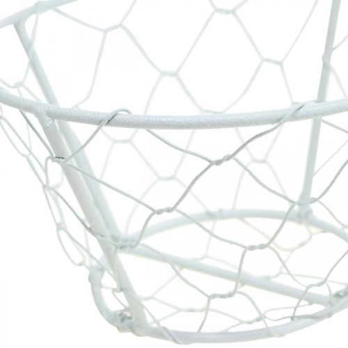 Itens Cesto de malha, cesto de arame, decoração em metal shabby chic branco Ø12cm Alt.7cm