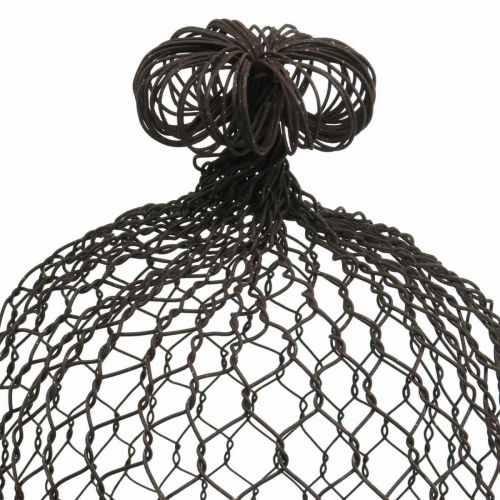 Floristik24 Campainha decorativa em metal, auxiliar de escalada, capuz em arame castanho, pátina H50/41cm Ø30/25cm, conjunto de 2