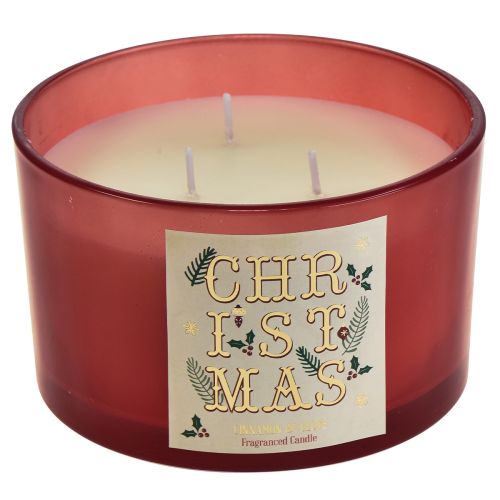 Vela de três pavios Vela perfumada de Natal em vidro cravo canela Ø13cm