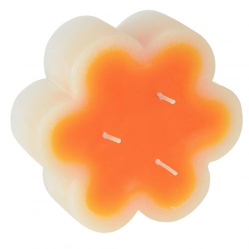 Itens Vela de três pavios branca laranja em forma de flor Ø11,5cm Alt.4cm