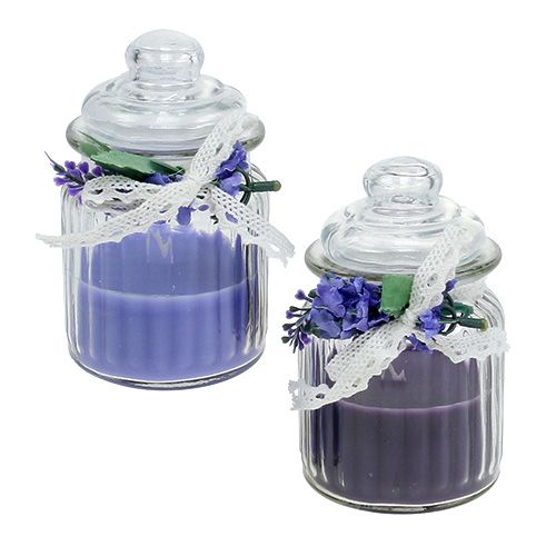 Floristik24 Vela perfumada em vidro lavanda Ø7,5cm Alt.13cm 2pcs