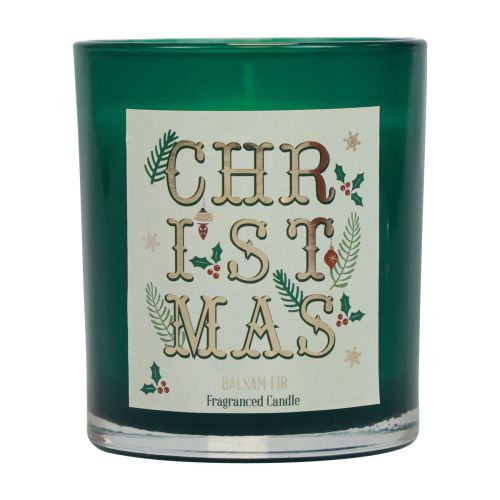 Floristik24 Vela perfumada Vela perfumada de Natal em vidro bálsamo verde abeto Ø8cm