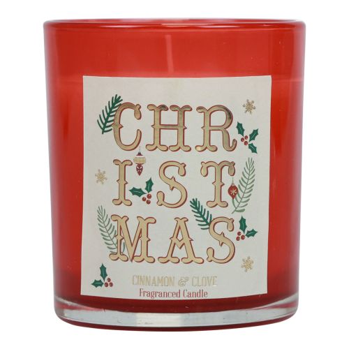 Floristik24 Vela perfumada Vela perfumada de Natal em vidro cravo canela vermelho Ø8cm