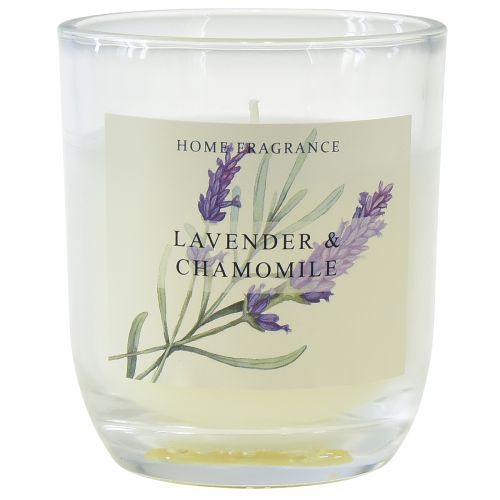 Itens Vela perfumada em vidro creme de lavanda e camomila Ø7,5cm Alt.8,5cm