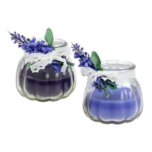 Floristik24 Velas perfumadas de lavanda em um copo de Ø7cm A7cm 2pçs