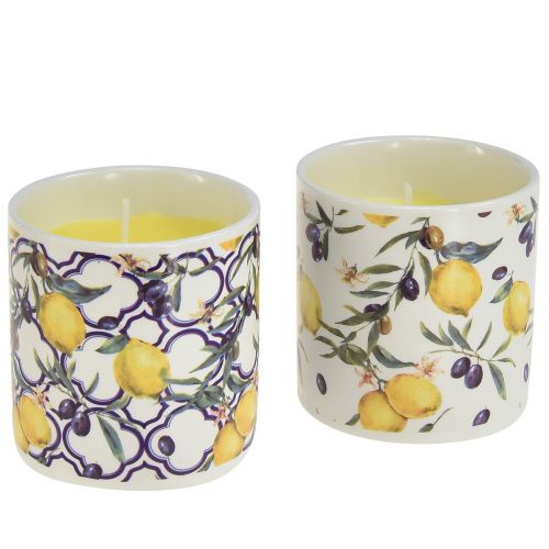 Floristik24 Velas perfumadas Vela de citronela em cerâmica Ø6,5cm Alt.6,5cm 2 unidades