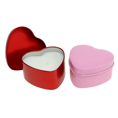 Floristik24 Velas perfumadas em formato de coração rosa / vermelho 7 cm x 3,5 cm 2 unidades