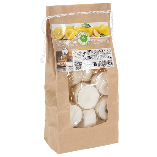 Itens Velas tealight com aroma de citronela para noites românticas em casa ou no jardim, 25 mm, 7 cm de altura, 18 unidades.