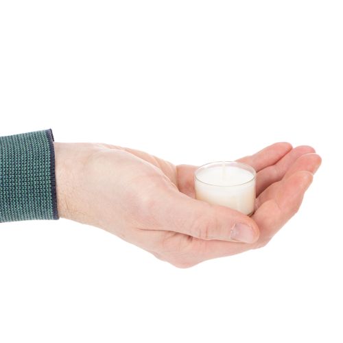 Itens Velas tealight com aroma de citronela para noites românticas em casa ou no jardim, 25 mm, 7 cm de altura, 18 unidades.