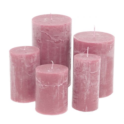 Itens Velas coloridas rosa antigo tamanhos diferentes