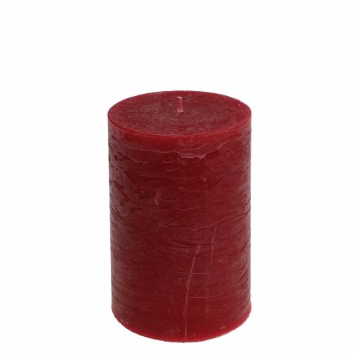 Floristik24 Velas de cores sólidas vermelho escuro 70x120mm 4uds